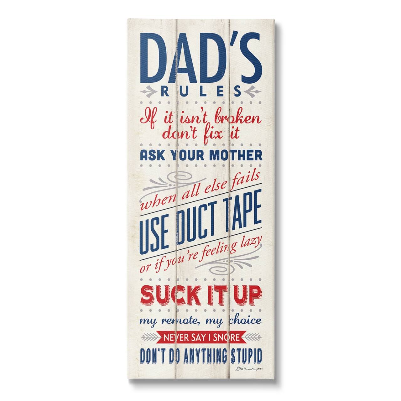Stupell Industries Dad'S Rules Canvas Wall Art